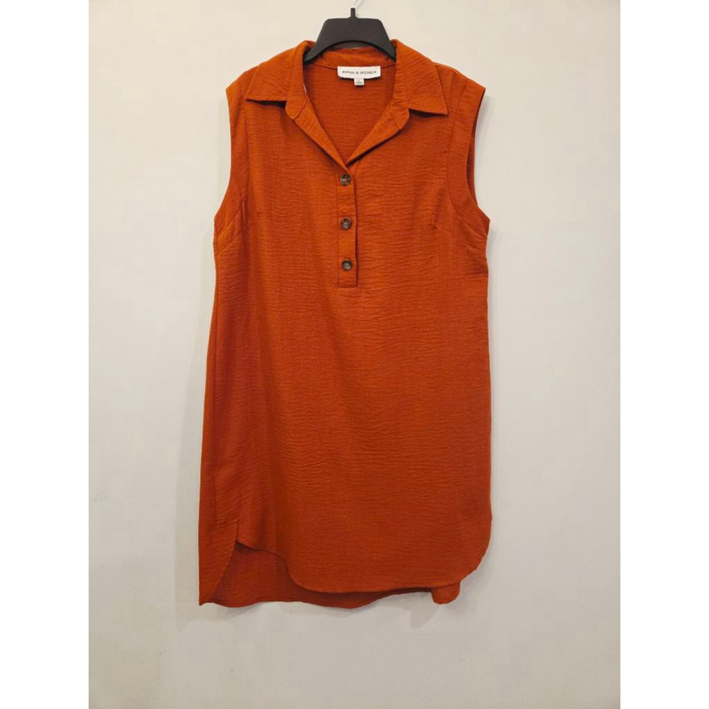 EMMA & MICHELE women's Rust Sleeveless Tunic Top Shirt Dress size Large